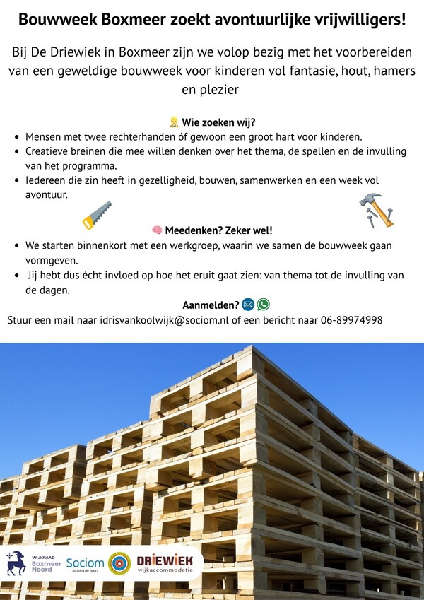 Vrijwilligers gezocht Bouwweek Boxmeer  